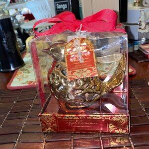 Apple Cinnamon Christmas Ornament Gold Bird